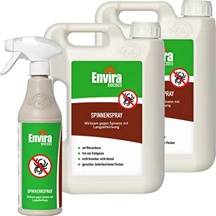 Envira Spinnen-Spray - Anti-Spinnen-Mittel Mit Langzeitwirkung - Geruchlos & Auf Wasserbasis - 500 ml + 2 x 2 Liter – Bild 1