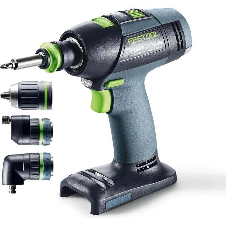 Festool Akku-Bohrschrauber T18+3 Basic-Set, bürstenloser EC-TEC Motor, CENTROTEC Schnellwechselsystem, kompakt und leicht