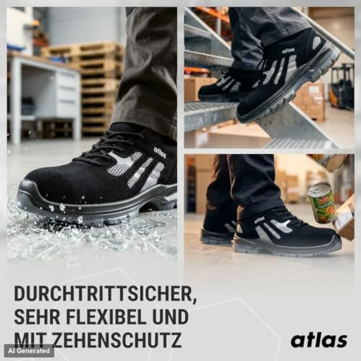Atlas Sicherheitshalbschuh Flash 2005 XP S1P ESD SRC, Größe 36, atmungsaktiv mit 3D-Dämpfungssystem und clima-stream® Konzept – Bild 5