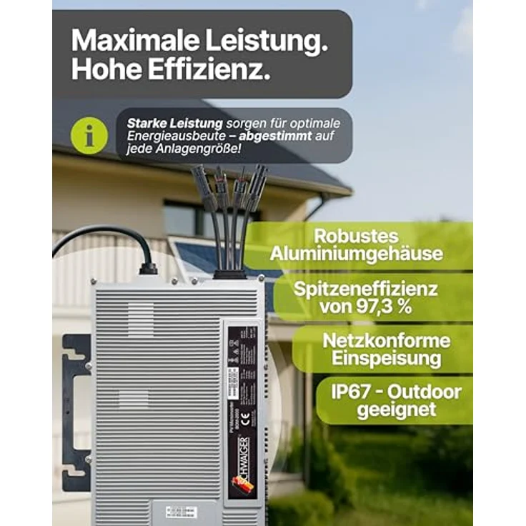 Schwaiger NEP Wechselrichter SOWR2000, leistungsstark mit 2000W Spitzenleistung, Drosselung auf 800W, App-fähig für Anschluss an Balkonkraftwerke – Bild 6