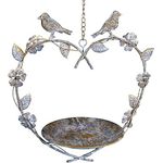 Ambiente Haus Vogeltränke hängend Garten Frostsicher Vogelbad Frostfest 93704 Futterschale Vogelbecken Wasserschale Herz Antik