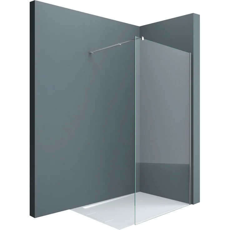 doporro Walk-in-Dusche Duschwand für Dusche Duschkabine Duschabtrennung 10mm ESG NANO, Einscheibensicherheitsglas, Klarglas, rechteckige Stabilisatoren, variabler Wandabstand 70−120 cm, Edelstahl, einfach zu montieren – Bild 1