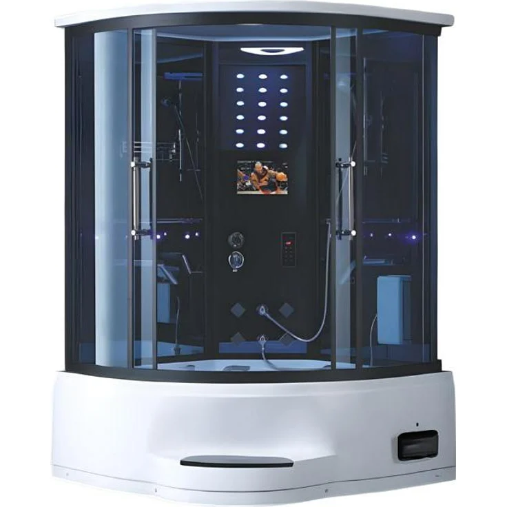 Xl Moebel Luxus-Duschkabine Multifunktionsdusche 135x135 cm, mit Massagedüsen und LED-Lichtern, Viertelkreis-Design