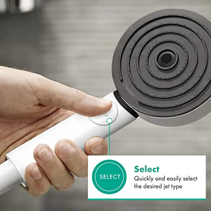 Hansgrohe Handbrause 3 Strahlarten Pulsify Select S EcoSmart mattweiß, Wassersparend und mit PowderRain-funktion – Bild 6