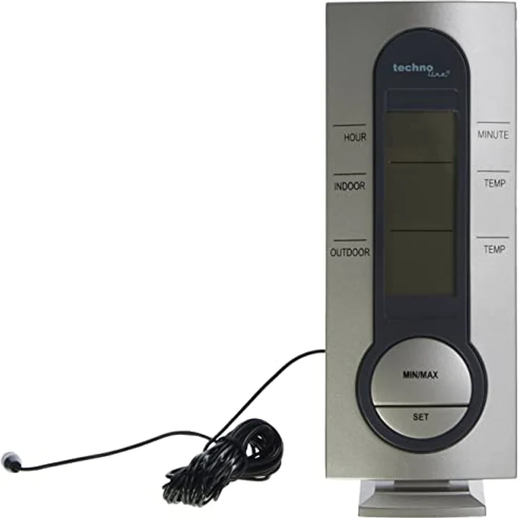 Technoline Wetterstation WS 7033, mit Kabelsonde, Uhrzeitanzeige und Innen- sowie Außentemperaturanzeige, zeitloses Design – Bild 1