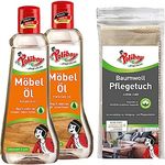 POLIBOY Möbel Öl - nährendes Holzpflegemittel für Holzmöbel - farbloses Holzöl - 2x 200ml mit Baumwolltuch - Made in Germany
