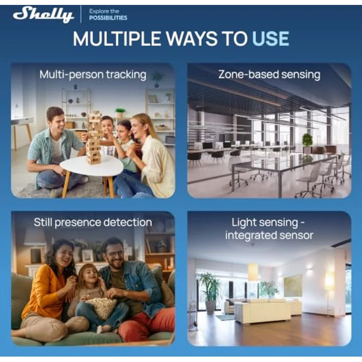 Shelly Präsenzmelder Presence Sensor Gen4, Bewegungsmelder mit WLAN, Zigbee, BT und Matter, schwarz – Bild 6