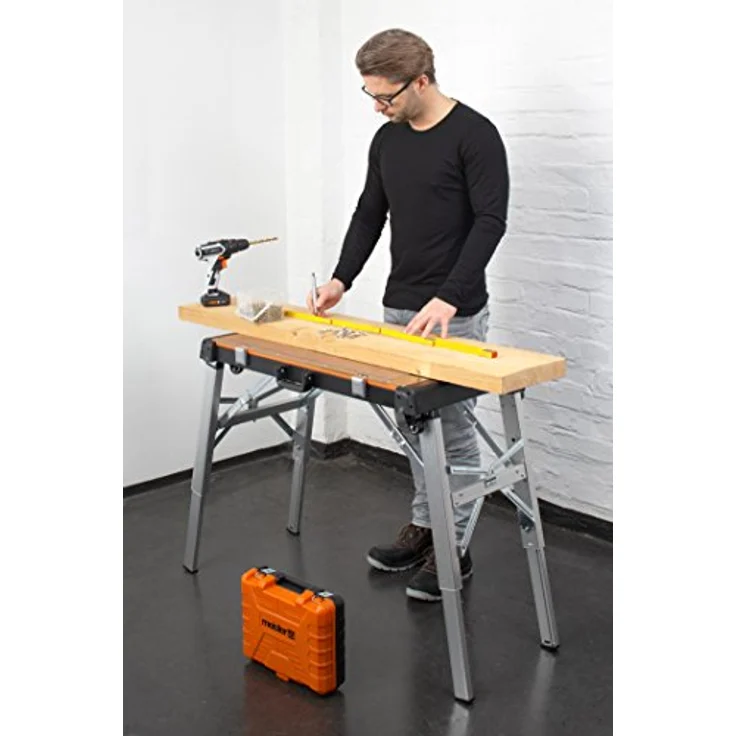 Meister Universal-Werkbank 4 in 1-Tritt-Hocker-Rollbrett-Transportroller-85 cm Arbeitshöhe-Mit Ablagefächern & wendbarer Arbeitsplatte-Höhenverstellbare Werkzeugbank-Werktisch - 9079620 – Bild 5