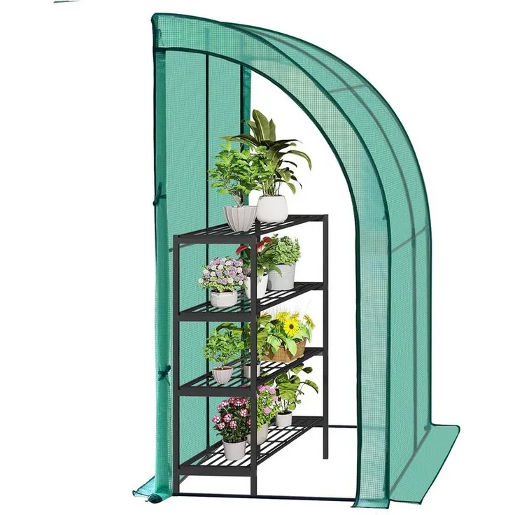 Woltu Gewächshaus, BxTxH: 200 x 100 x 210,00 cm, PE-Plane mit Rolltüren, Weiß/Grün