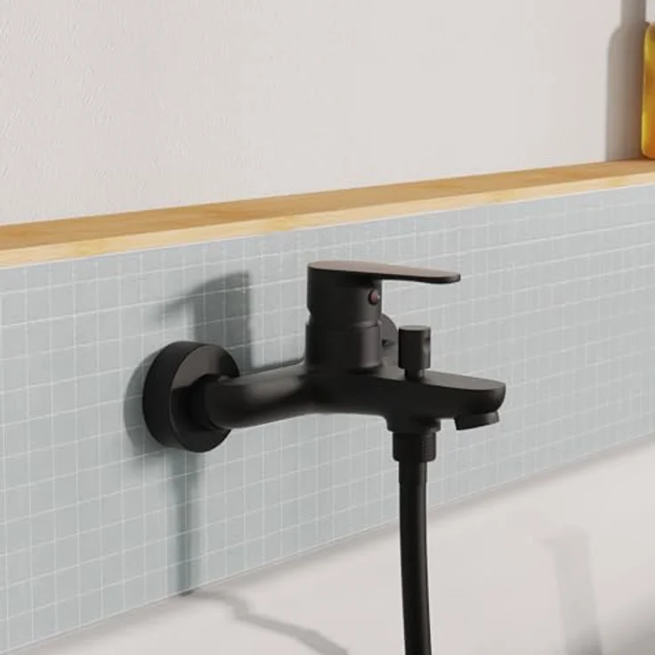 Eisl Wannenfüllarmatur Claudio, elegante Badarmatur in Schwarz Matt mit Qualitäts-Kartusche und 160 mm Ausladung – Bild 7