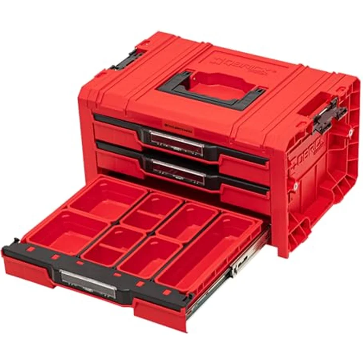 Tool Brothers Qbrick System PRO Drawer 3 Toolbox 2.0 Expert RED ULTRA HD, modularer Werkzeugkoffer mit 3 Schubladen und 21 Fächern, 450 x 310 x 244 mm – Bild 3