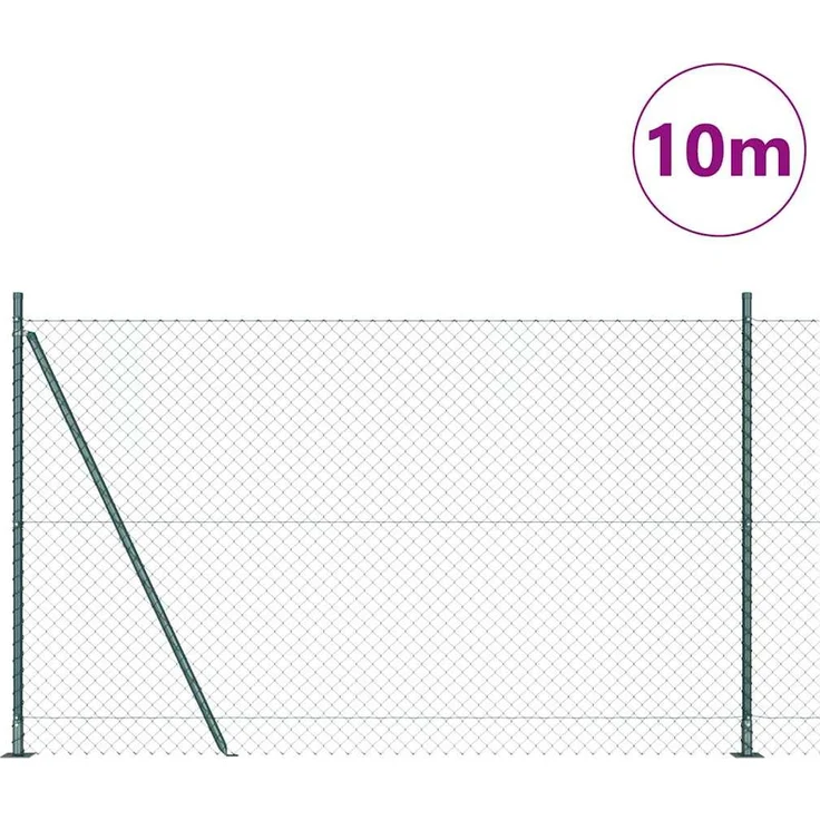 vidaXL Maschendrahtzaun mit Betonsockel, 10 x 1,4 m, grün, wetterbeständig und rostfrei