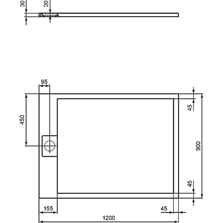 Ideal Standard Duschwanne Ultra Flat S i.life Rechteck-Brausewanne 1200x900x30mm Carraraweiß – Bild 6