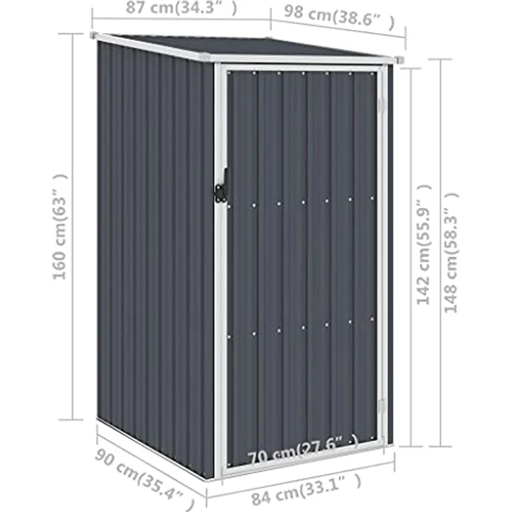 vidaXL Gerätehaus ohne Boden Geräteschuppen Garten Schuppen Gartenhaus Gartenschrank Geräteschrank Anthrazit 87x98x159cm Verzinkter Stahl – Bild 4