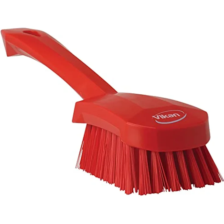 Vikan 41924 Stiff Washing / Scrubbing Hand Brush, Short Handle, 270mm (Red)