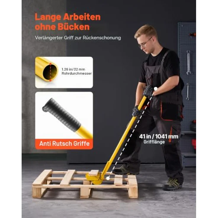 VEVOR Brecheisen 113 cm, Brechstange mit 907 kg Belastbarkeit, Hebelstange für Terrassendielen und Trockenbauwände – Bild 5