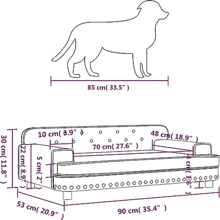 vidaXL Hundebett Schwarz 90x53x30 cm Kunstleder – Bild 4