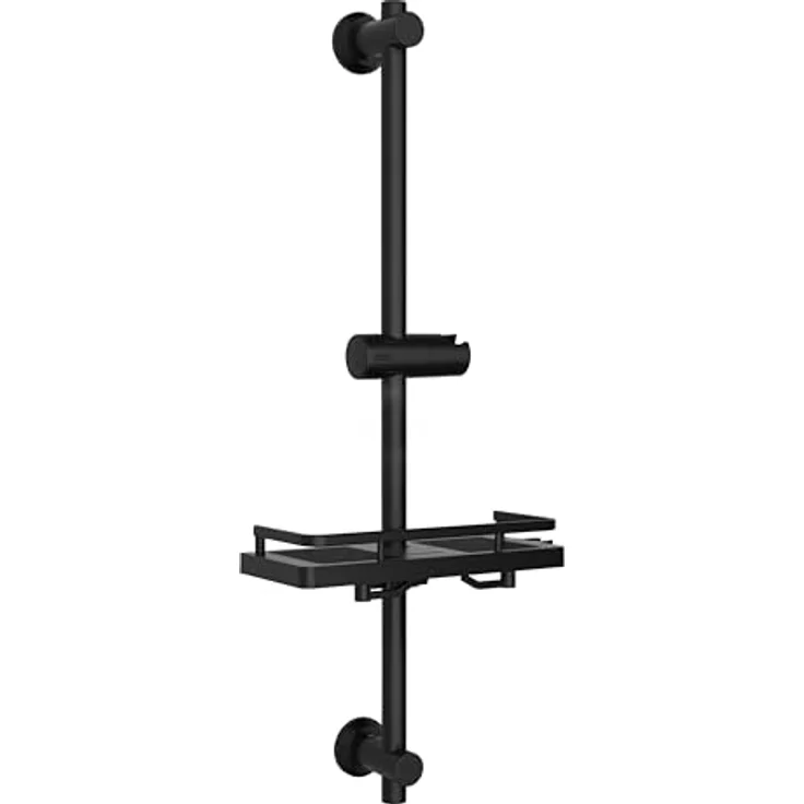 Görbach Duschset Edelstahl Duschstange 70cm, Schwarz mit flexibler Höhenverstellung und drehbarer Handbrausehalterung – Bild 1