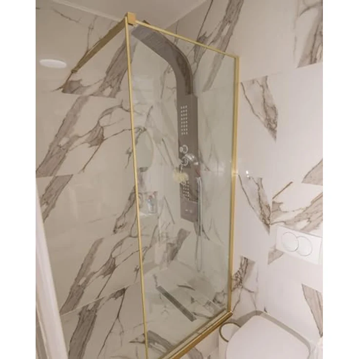Beliani Waspam Duschkabine + Duschwand, 80x80cm, 190cm, schwarzer Edelstahlrahmen, gehärtetes Glas – Bild 8