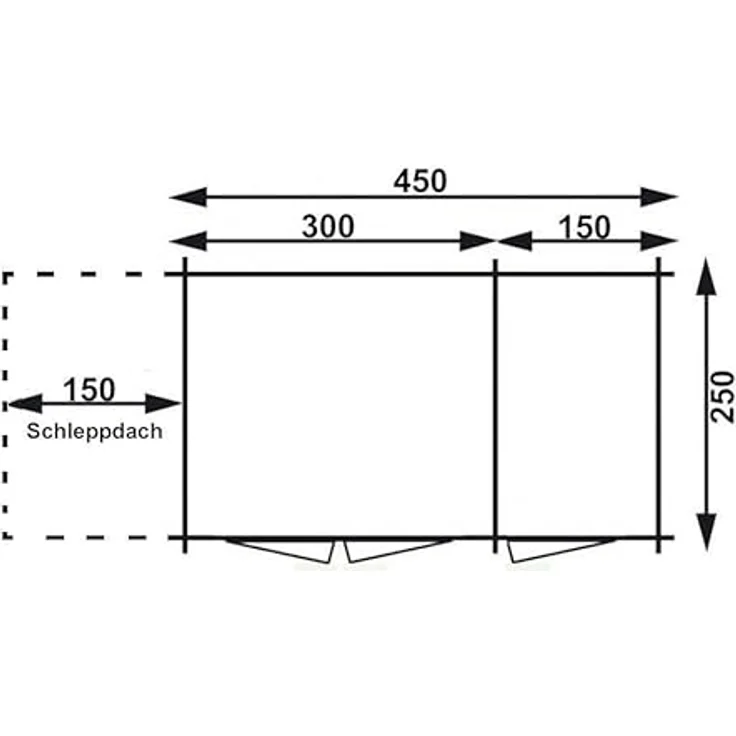 Alpholz Gartenhaus Maria mit Anbau & Schleppdach, BxT: 600x279 cm, Leimholz-Doppeltür, 28 oder 40 mm Wandstärke – Bild 6