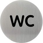 Durable Türschild Picto rund (WC, 83 mm) metallic silber, 490723