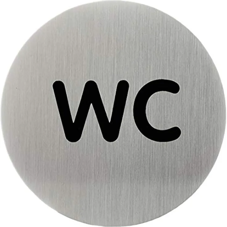 Durable Türschild Picto rund (WC, 83 mm) metallic silber, 490723
