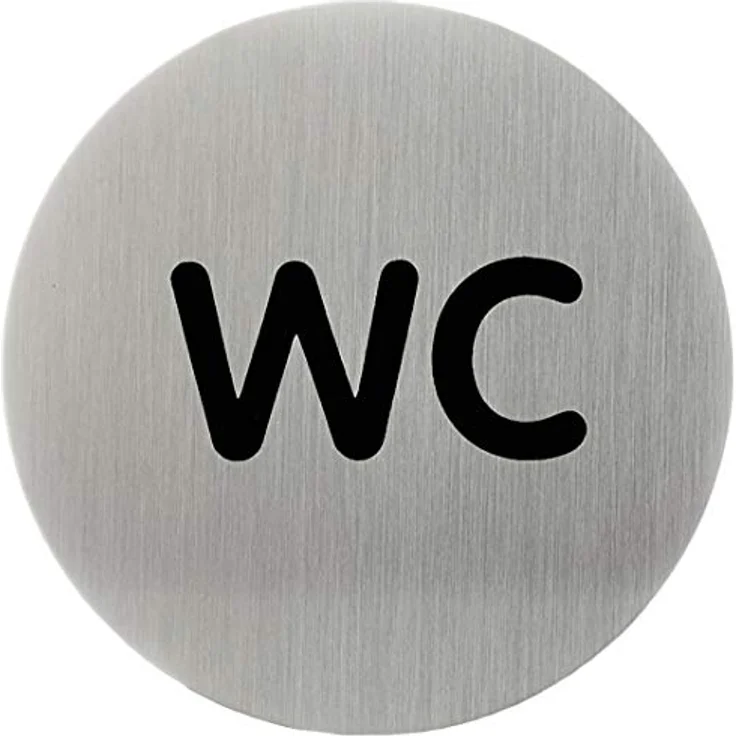 Durable Türschild Picto rund (WC, 83 mm) metallic silber, 490723 – Bild 1