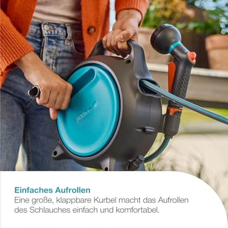 Gardena Mobile Schlauchbox Move, tragbare Schlauchbox mit 10 m Qualitätsschlauch, türkis-anthrazit – Bild 3