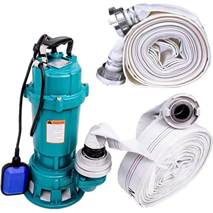 IBO Fäkalienpumpe Tauchpumpe Schmutzwasserpumpe mit Schneidwerk 1100 Watt 2" Anschluss 230V/50Hz 9,5m Kabellänge 18000 L/h. - IBO Profi Schmutzwasserpumpe mit Schneidwerk, 300 L/min, blau