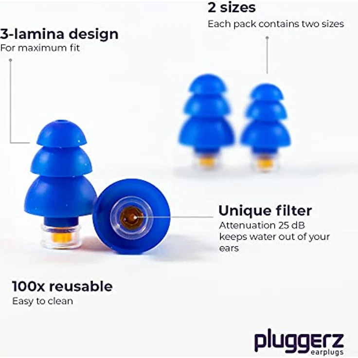 Pluggerz Pluggerz Earplugs Water, Gehörschutz für Erwachsene & Kinder, 20 g, wiederverwendbar, antiallergisches Silikon, inkl. Aufbewahrungskoffer – Bild 5