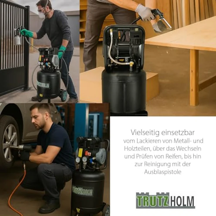 TrutzHolm Silent Flüsterkompressor 50L, 1500W, 62dB, 8 bar, vertikal, ölfrei, wartungsarm – Bild 4