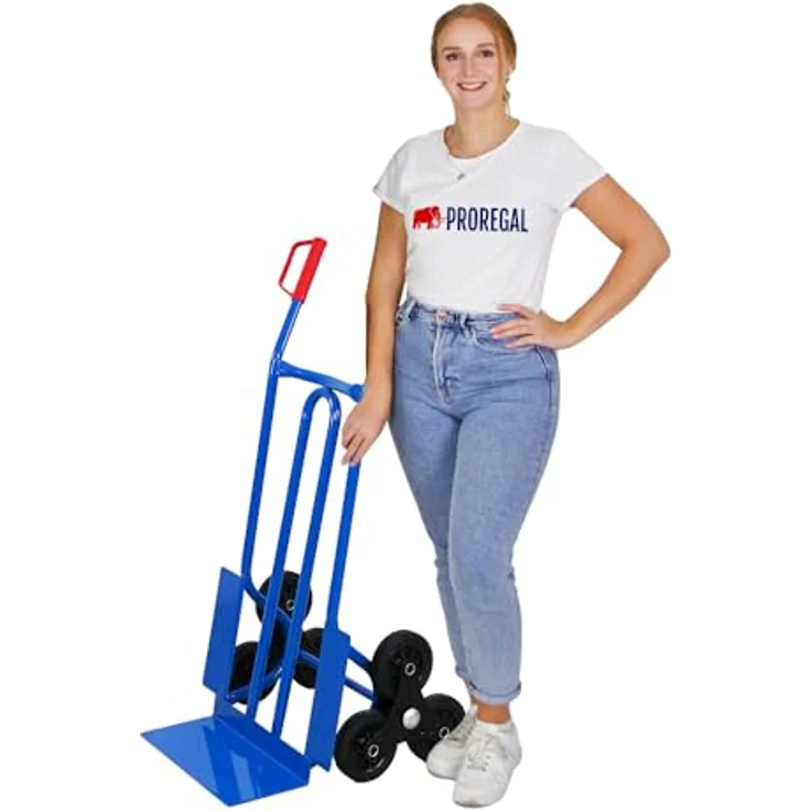 PROREGAL® Sackkarre RHINO XL Schaufel Traglast 250kg Blau, Stahlkonstruktion, 3-Fach-Sternräder – Bild 3