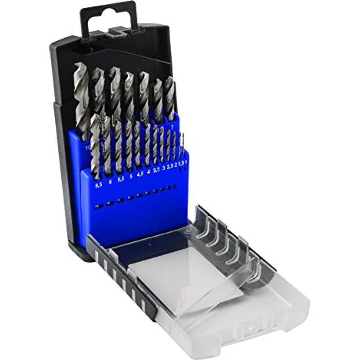 C.K HSS Bohrer T3103, 19-teilig mit Split Point für präzises Eindringen in Metall, DIN 338