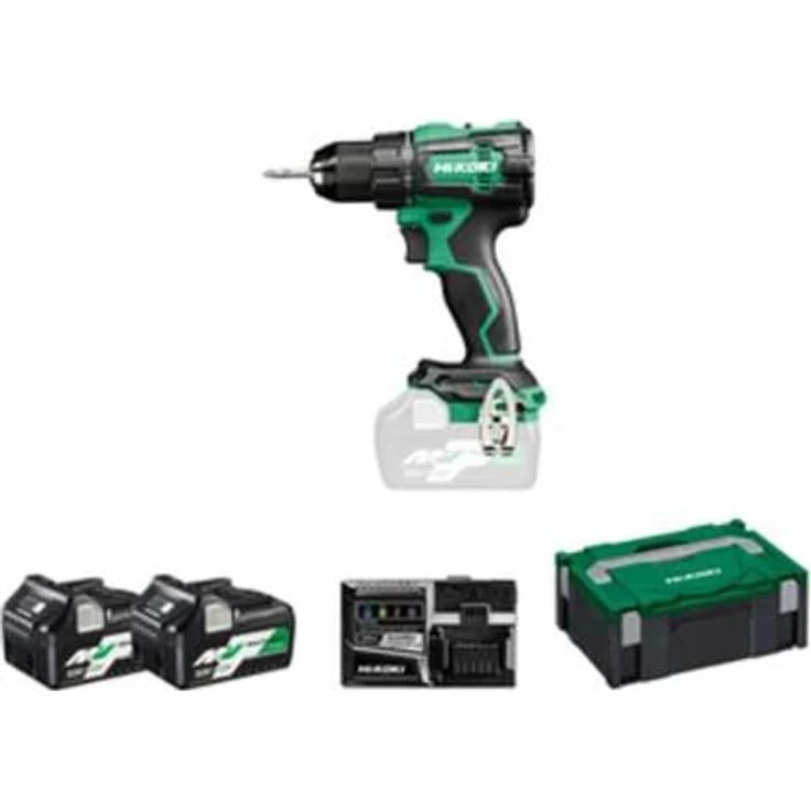 Hikoki DS18DE, 18V Akku-Bohrschrauber mit 70Nm Drehmoment, 2x 5.0Ah Li-Ion Akku, leicht und handlich, zwei Gänge