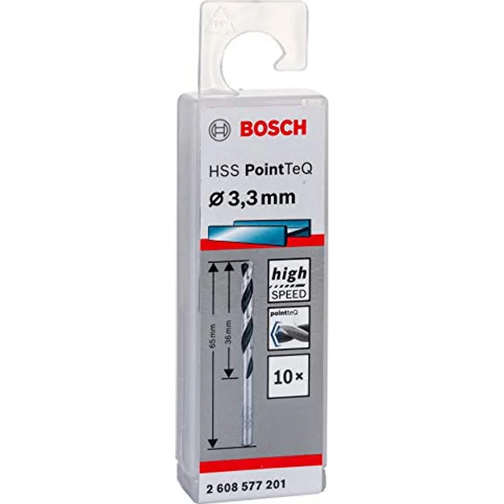 Bosch Metallspiralbohrer 2608577201 DIN 338 3,3 mm HSS PointTeQ (10), 1 W, 230 V, Gr – Bild 3