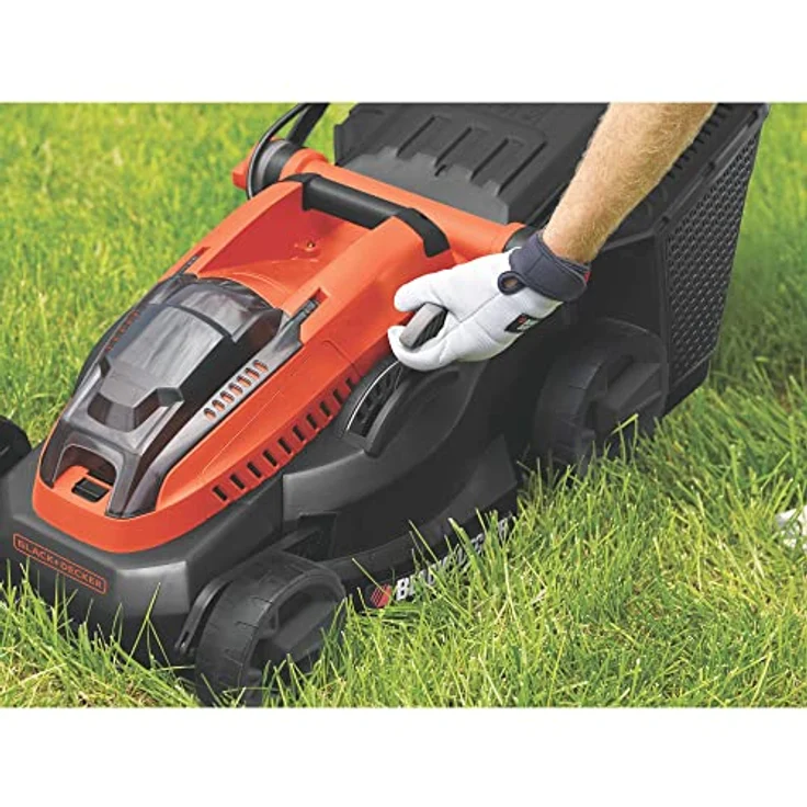 Black+Decker Akku-Rasenmäher (36V, 2.0Ah, 38 cm Schnittbreite, für mittlere Rasenflächen bis 250 m², 6-fache Höhenverstellung, inkl. Akku, 90-Min Schnellladegerät, 35l Fangkorb) CLM3820L1 – Bild 4
