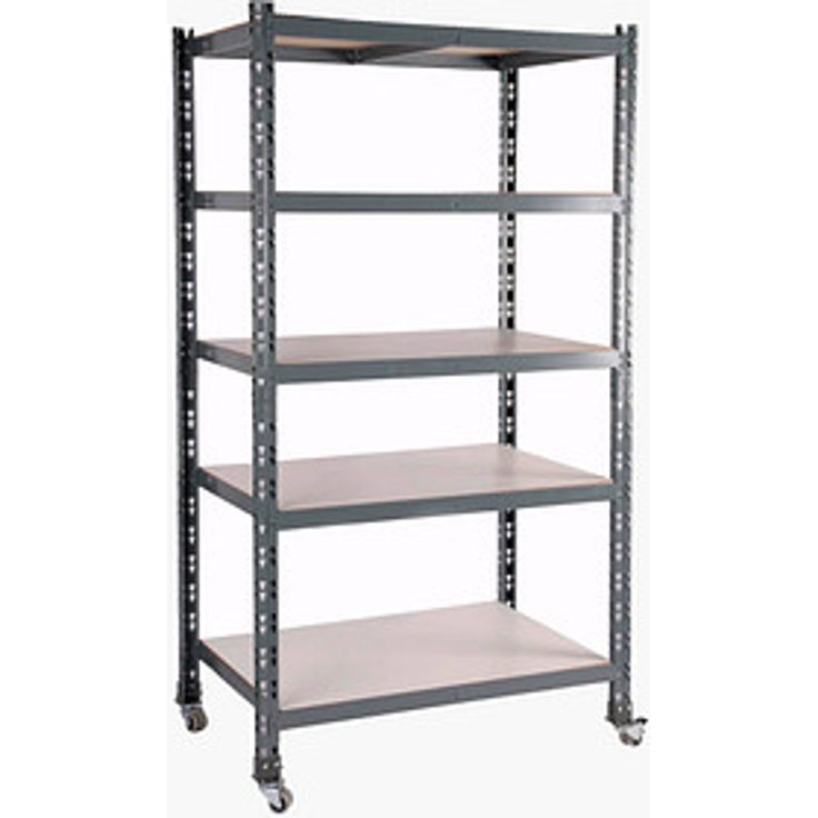 SZ Metall Rollregal 26183-R, mobiles Lagerregal lichtgrau, 5 Fachböden, verstellbar, 100 x 60 x 180 cm, Tragkraft 400 kg