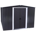 Zelsius Geräteschuppen mit Schiebetür (B) 236 x (T) 174 x (H) 190 cm | Anthrazit | Geräumiges Gartengerätehaus mit Fundament | Metall Gerätehaus mit Satteldach | Geräteschrank für Garten