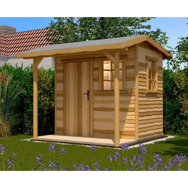 weka Gartenhaus 820 Gr.1, BxT: 287x305 cm, rustikales Design mit Massivholzboden und Theke, nordische Holzverarbeitung