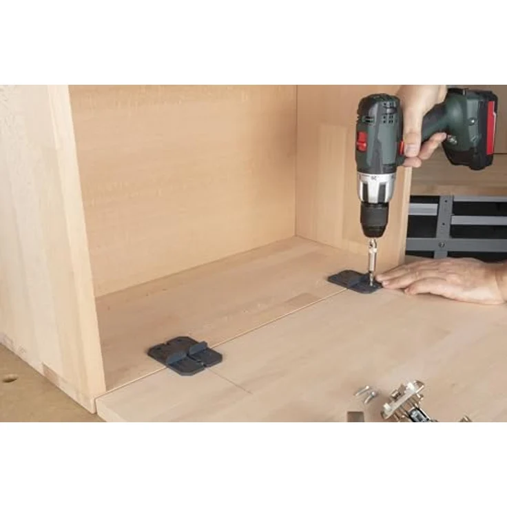 wolfcraft Scharnierloch-Set, 5-teilig mit Ø 35 mm Forstnerbohrer und Bohrschablonen für Topfscharniere – Bild 8
