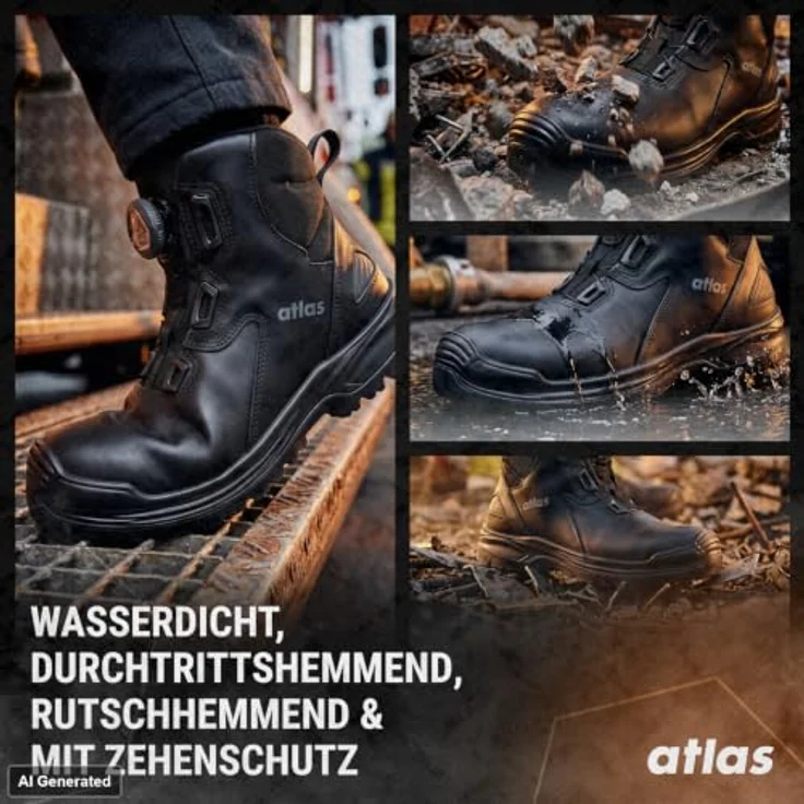 Atlas Sicherheitshalbschuh FLASH 9255 XP BOA S3, Sicherheitsklasse S3, Größe 37, schwarz – Bild 4