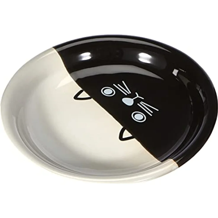 Nobby Katzen Keramik Milchschale "FACE" schwarz / weiss Ø14 x 2 cm – Bild 2