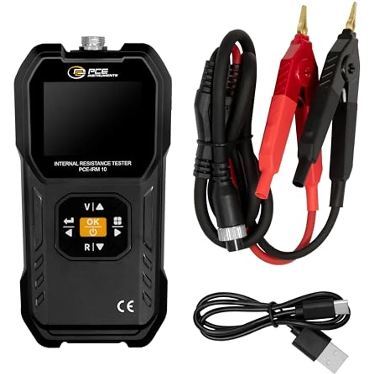 PCE Instruments PCE-IRM 10 Hand-Multimeter, digitales Grafik-Display zur Prüfung von Batteriequalität, USB-C, 2,4 Zoll Farbdisplay, Pass/Fail-Testfunktion, speicherbar bis zu 8 Grenzwerten – Bild 6
