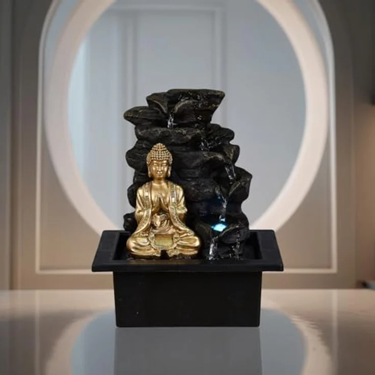 Zen'Light Shira Zimmerbrunnen mit Pumpe und LED-Beleuchtung, Kunstharz, Einheitsgröße – Bild 6