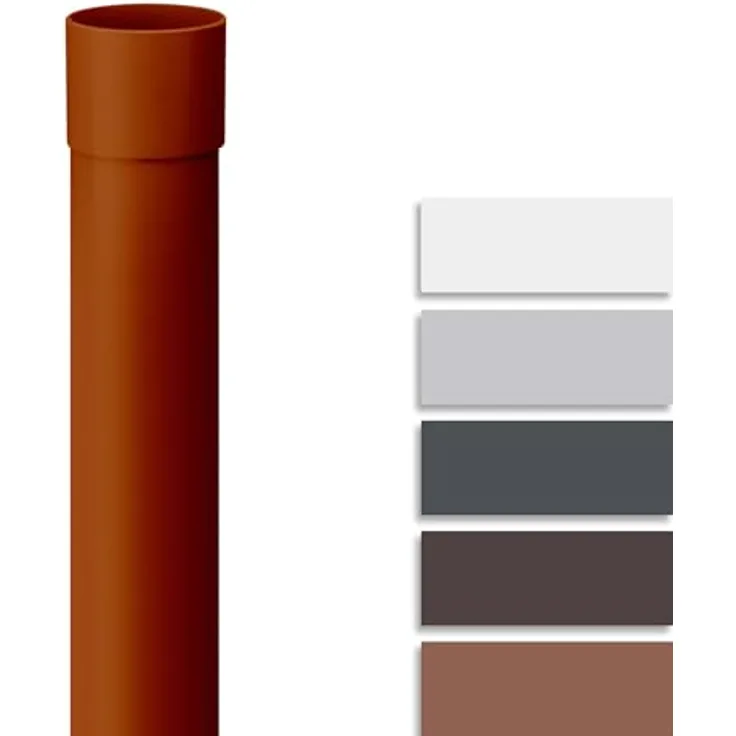 INEFA Regenrinnen Fallrohr 100 cm DN 100, PVC-U Kunstoff, braun, witterungsbeständig mit Steckmuffe für einfache Montage