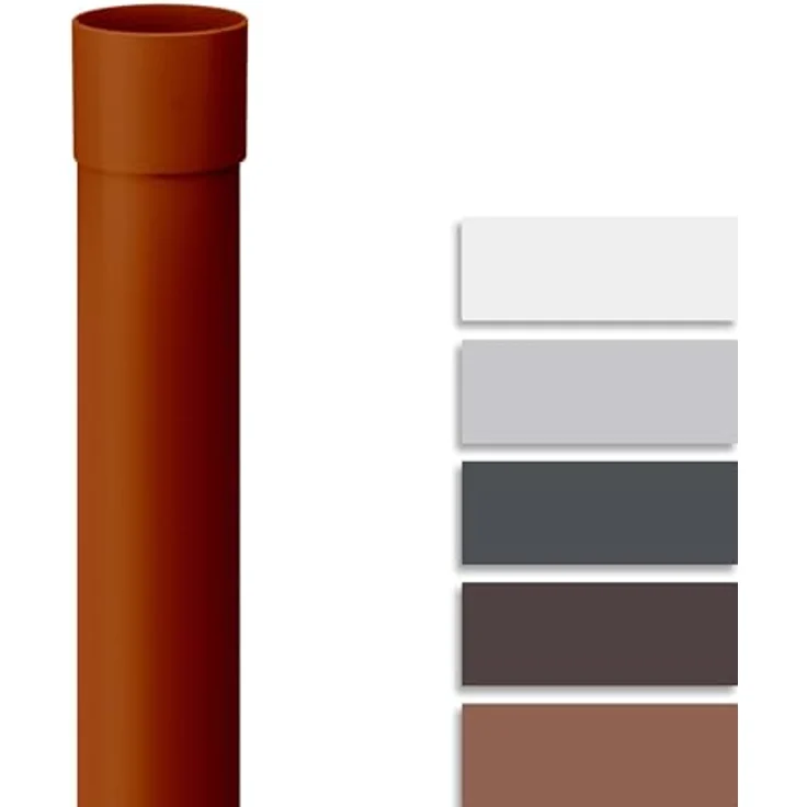 INEFA Regenrinnen Fallrohr 100 cm DN 100, PVC-U Kunstoff, braun, witterungsbeständig mit Steckmuffe für einfache Montage – Bild 1