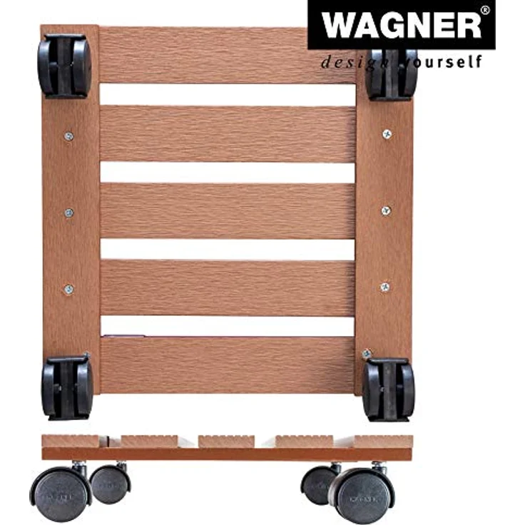 WAGNER Pflanzenroller WPC 29 x 29 x 8,5 cm I Pflanzenroller & Blumenroller für Außenbereich + Innenbereich, Terracotta I Kübelroller aus WPC (Wood Plastic Composite) I Tragkraft 60 kg - 20051001 – Bild 7