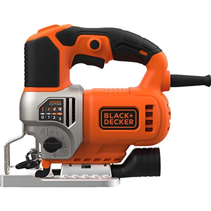 Black & Decker Elektronik-Pendelhub-Stichsäge (650 Watt, 19mm Hublänge, max. 90 mm Schnitttiefe, 3 Pendelhubstufen für vielseitigen Einsatz, variable Hubzahl, inkl. 2 Sägeblätter & Koffer) BES610K – Bild 2