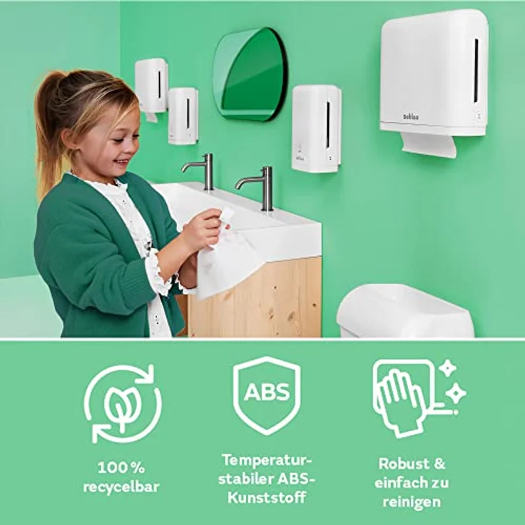 Wepa Papierhandtuchspender gross, individuell einstellbare Blattbreite, für Z, W, V, C Falzarten, Weiss, Füllkapazität 3 Pack – Bild 4