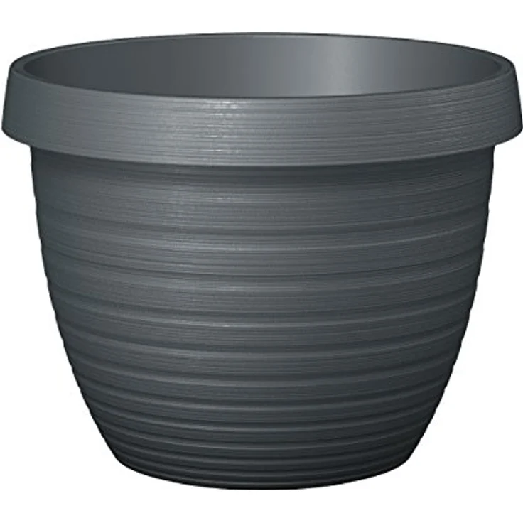 Scheurich Country Star, Pflanzgefäß aus Kunststoff, Metallic Grey, 25 cm Durchmesser, 18,6 cm hoch, 5 l Vol. – Bild 1